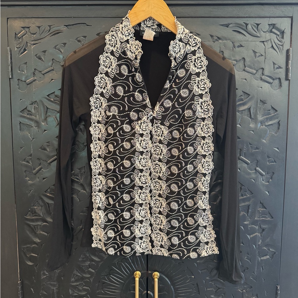 Kay Celine Black with White Lace Detail